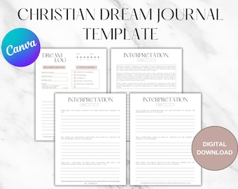 Plantilla de Canva para diario de sueños cristiano, registro de sueños basado en la fe (descarga digital)