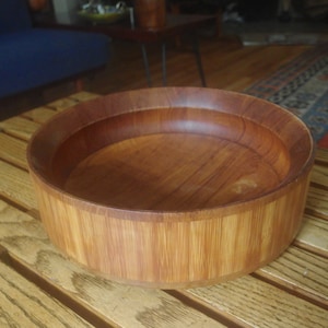 Vintage Mid Century danés Dansk maderas raras bambú Jens Quistgaard diseñado ensaladera - raro