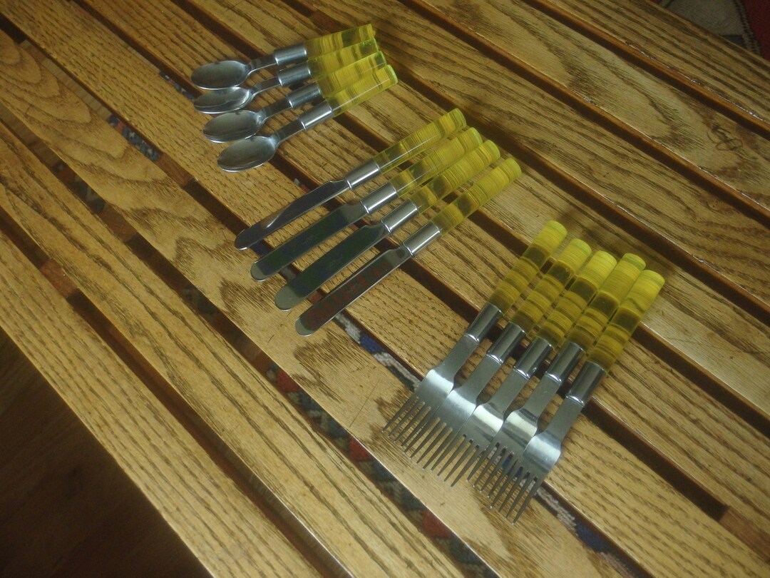 Vintage Mid Century Taitu Japan Stainless & Lucite Flatware Etsy