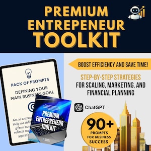 AI Business Toolkit | 90+ ChatGPT Prompts for Entrepreneurs | Digital Download | Marketing, Content & Productivity Templates