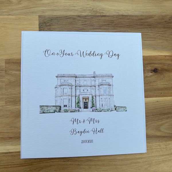 Personalised Wedding Venue Card, Newly Married Couple Greeting Card, Congratulations Wedding Card, Wedding Gift Card, Watercolour,