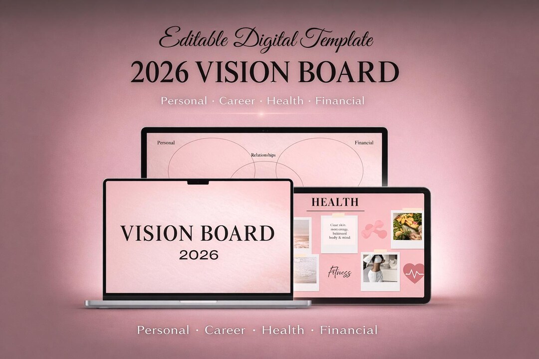 2026 Vision Board Template | Editable | Goal Planner | Manifestation ...