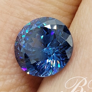 Zaffiro blu portoghese taglio rotondo da 8 mm, zirconia cubica 5A, pietra preziosa sfusa, per la creazione di gioielli