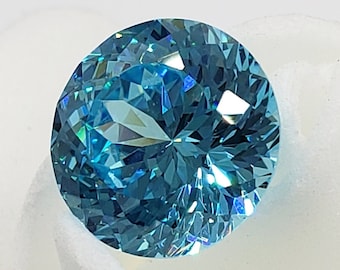 8mm Blue Portuguese Round Cut, 5A Cubic Zirconia, Loose Gemstone, For Jewelry Making