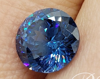 8mm Sapphire Blue Portuguese Round Cut, 5A Cubic Zirconia, Loose Gemstone, For Jewelry Making