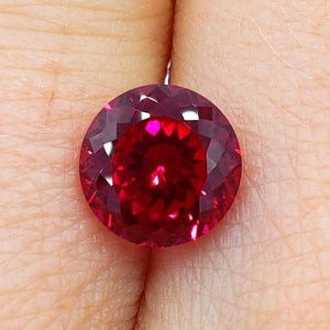 8mm Lab Created Red Ruby Portuguese Round Cut, 3A Quality, Lab Created #5 Corundum, Loose Gemstone, For Jewelry Making