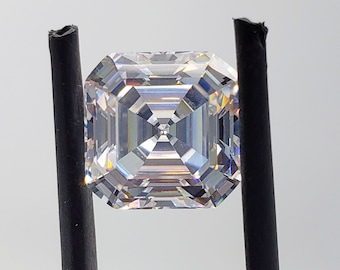 6A Cubic Zirconia: White Asscher Cut Loose Gemstone (3mm - 12mm)