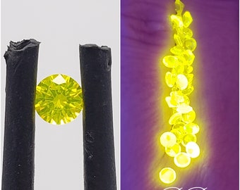 2mm or 3mm YAG Yttrium Aluminium Garnet, Round Cut, Yellow UV Glow Gemstone, Loose Gemstone, For Jewelry Making