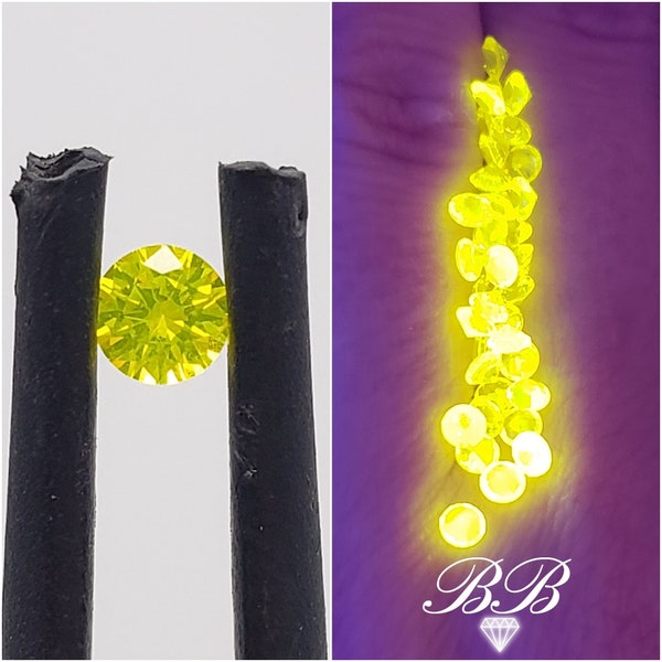 2mm or 3mm YAG Yttrium Aluminium Garnet, Round Cut, Yellow UV Glow Gemstone, Loose Gemstone, For Jewelry Making