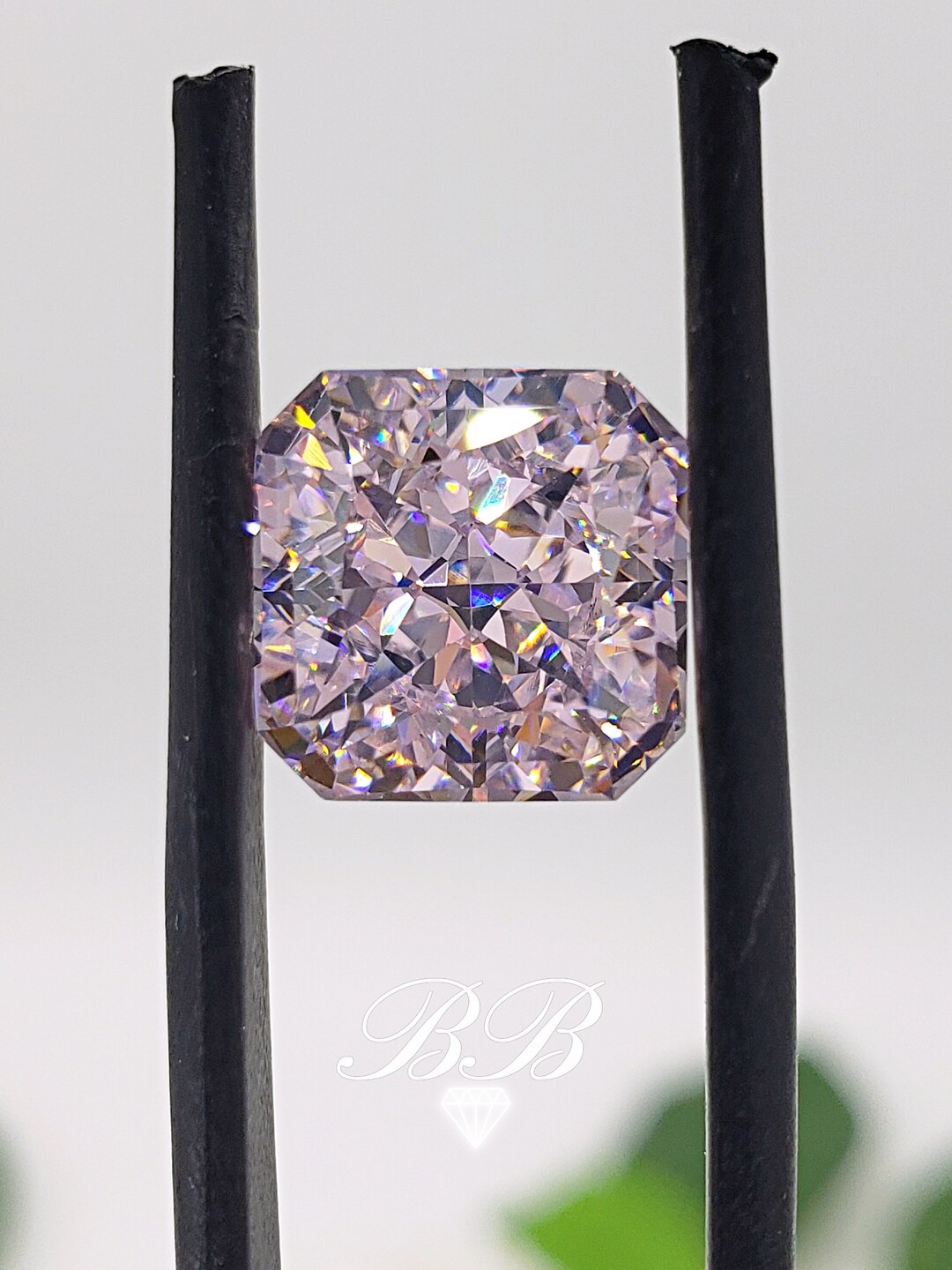 10mm Light Pink Crushed Ice Square Cut, 5A Cubic Zirconia, Loose