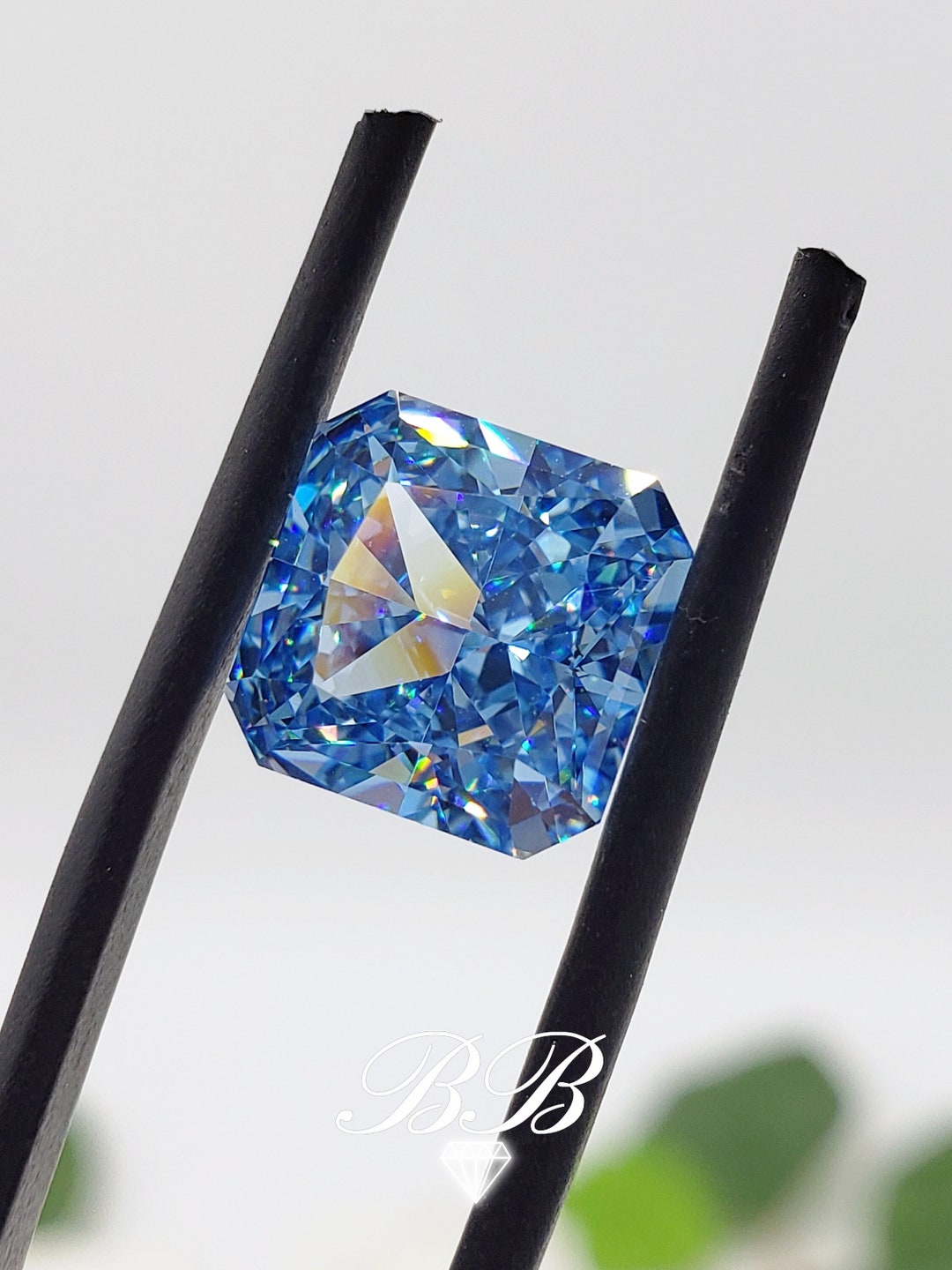 10mm Blue Crushed Ice Square Cut, 5A Cubic Zirconia, Loose Gemstone