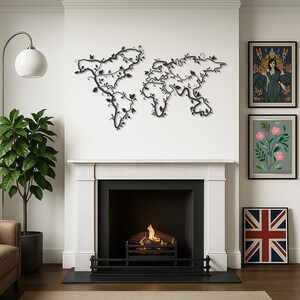 Lot de 2 sculptures botaniques du monde, décoration murale en métal, inspirées de la nature, sculpture murale minimaliste, décoration d'intérieur moderne, cadeau pour la maison