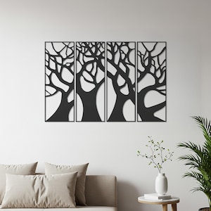 4 Piece Tree Branch Wall Art, Tree Wall Decor, Metal Wall Decor, Modern Wall Sculpture, Metal Wall Panels, Nature Wall Decor, Gift for Home