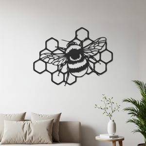 Bee Metal Wall Art, Honeycomb Wall Decor, Bumblebee Wall Decor, Wall Hangings, Animal Wall Decor, Metal Wall Art Decor, Gift for Bee Lovers