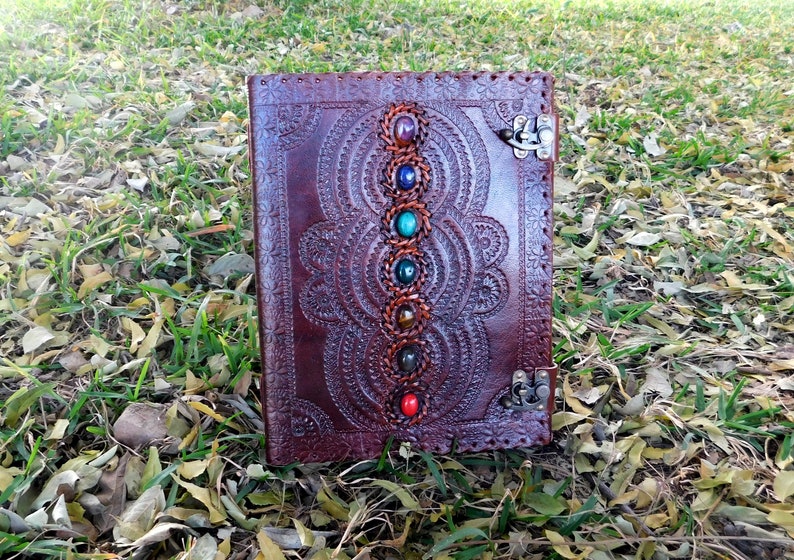 Personalized Extra Large Leather Journal 13 Inch Seven Chakra Etsy