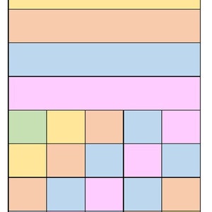 Può includere: Una griglia colorata con 16 quadrati disposti in uno schema 4x4. I quadrati sono di colori alternati: verde chiaro, giallo, pesca, azzurro e rosa.
