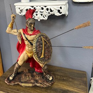 Greek Spartan King Leonidas  Statue Sculpture Figurine,Leonidas Statue, Spartan King Warrior,Handmade Statue  (14 inch) , Home decor