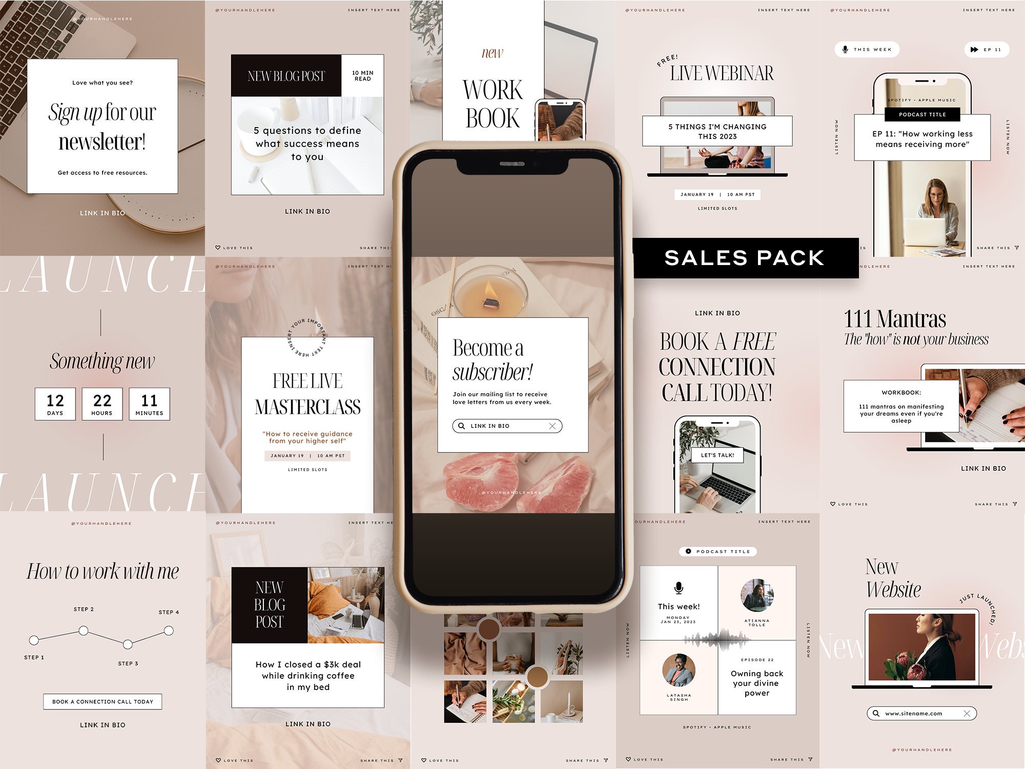 Soft Pink Coach Instagram Canva Template | Healers Therapist | Sales ...