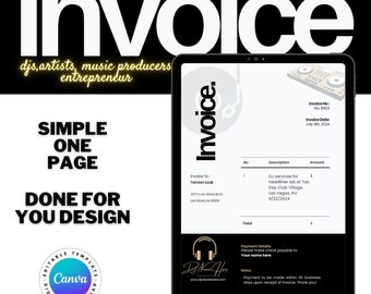 Modello di fattura per DJ: design Canva modificabile (PDF)