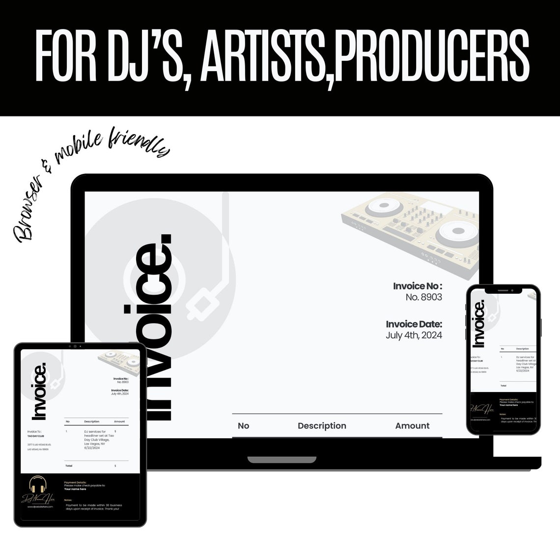 DJ Invoice Template: Editable Canva Design (PDF) - Etsy
