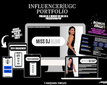 Kit media per influencer: modello Canva per portfolio di creatori UGC (7 pagine)