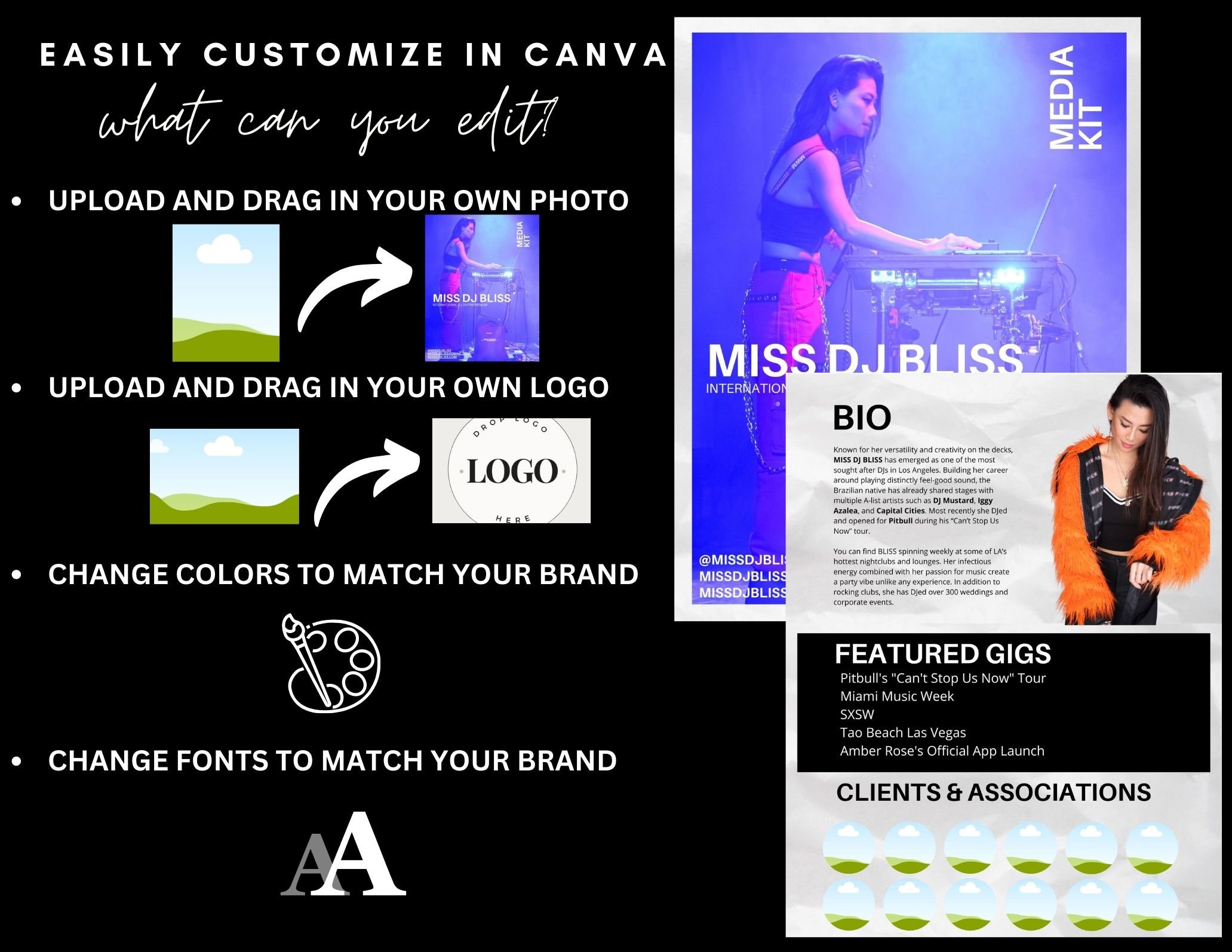 2024 DJ Media Kit, Dj Press Kit, DJ EPK, Editable, Digital, Canva 2024 DJ Media Kit, Dj Press Kit, DJ EPK, Editable, Digital, Canva
