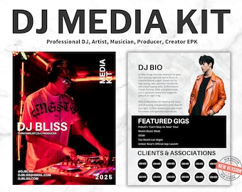 Kit stampa DJ 2025: modello Canva, EPK, social media (digitale)