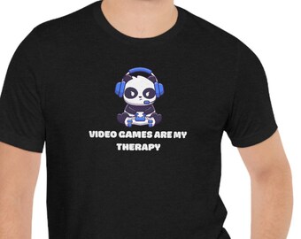 Video Games Are My Therapy Shirt, Panda Playing Video Games, Gift for Her, Gift for Him, Video Game Fan