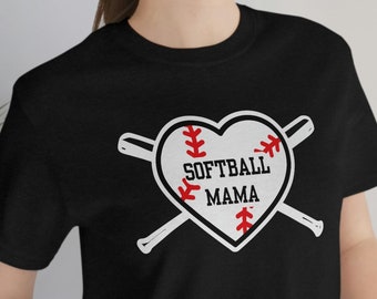Heart Shaped Softball Mama Shirt, Game Day Mama Shirt, Gift For Softball Mom, Softball Mom, Softball T-shirts,  Mother's Day Shirt
