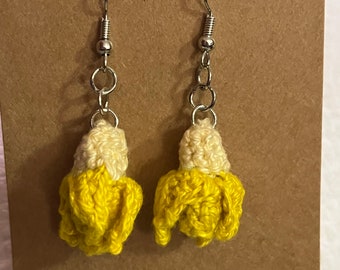 Handmade Crochet Banana Earrings