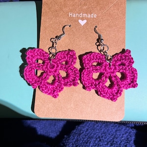 Handmade Crochet Five Pointed Leaf Earrings