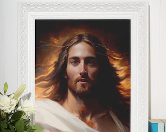 Lámina artística de Jesús Resucitado: Decoración religiosa de Pascua (Descarga digital)