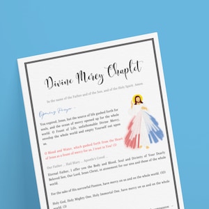Cartão de oração do terço da Divina Misericórdia - Oração do Santo Católico, download instantâneo, impressão digital, arte de parede, decoração católica, minimalista