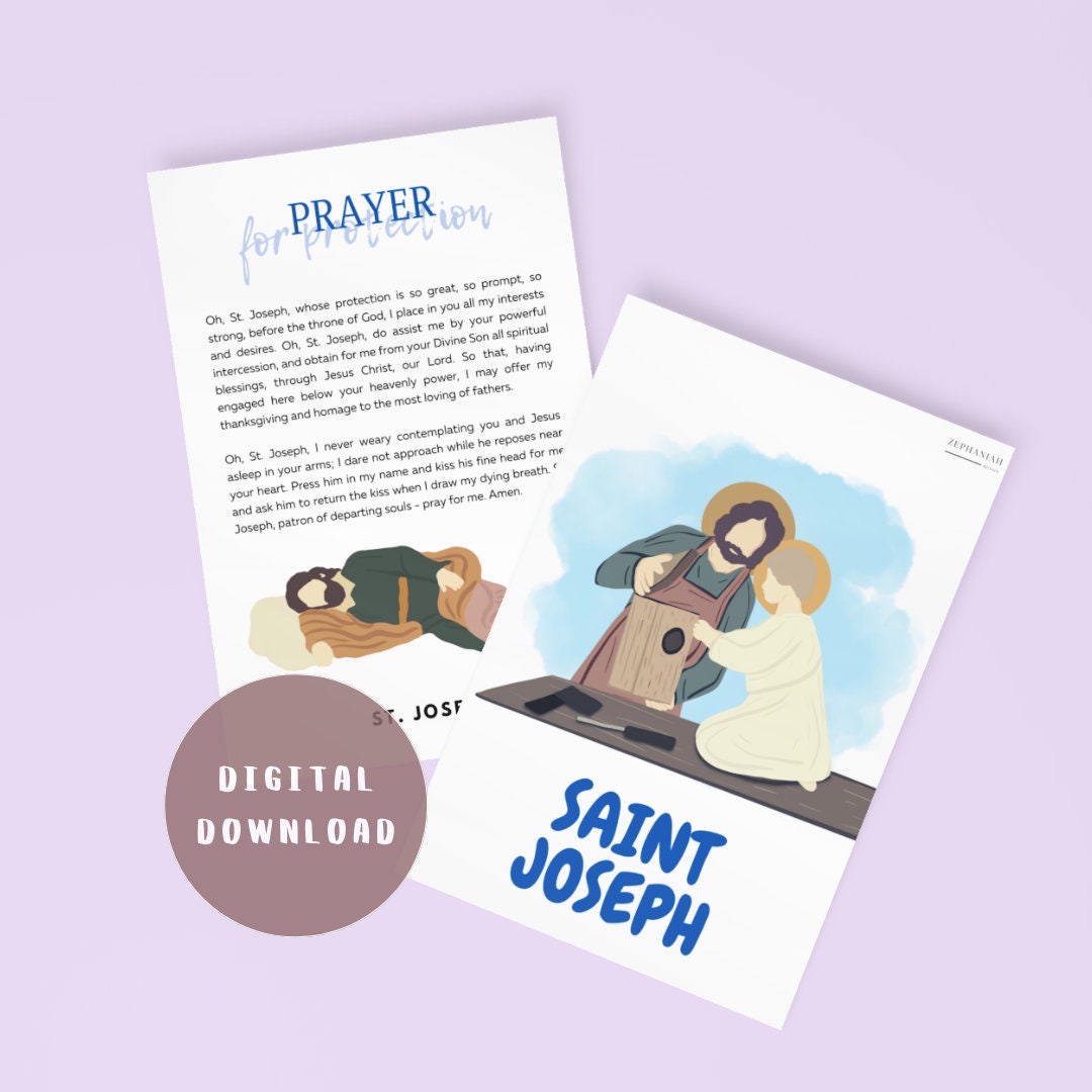 St. Joseph Prayer Card: Catholic Saint, Minimalistic, Unique, Catholic ...