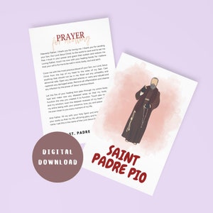 St. Padre Pio Prayer and Quote Cards: Catholic Saint, Minimalistic, Unique, Catholic Gift, Downloadable, Printable