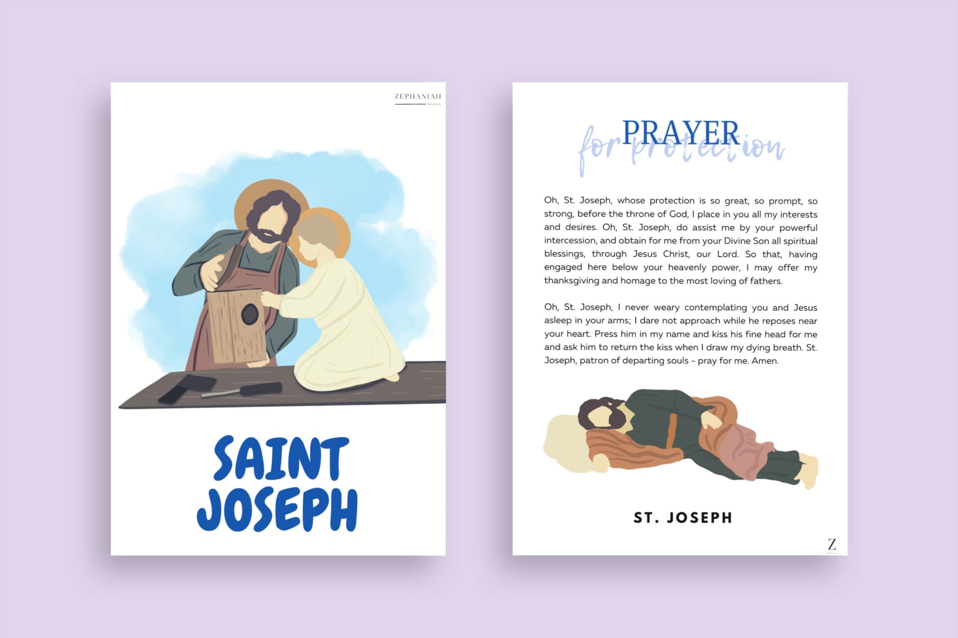 St. Joseph Prayer Card Catholic Saint, Minimalistic, Unique, Catholic