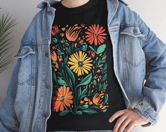 Blumenshirt, Botanisches T-Shirt, Blumenmädchen-T-Shirt, Wildblumen-Shirt, Blumenshirt, Wildblumen-T-Shirt, Blumen-T-Shirt, Botanisches Shirt