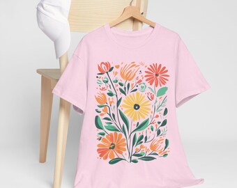 トップス Y's girl&flower print design t-shirts Y2K Flower Print Baby Tee for Women Short Sleeve Crew Neck