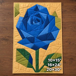Flower quilt pattern Rose, FPP blue rose flower template, Foundation Paper Piecing flower pattern, modern quilt pattern, block quilting PDF