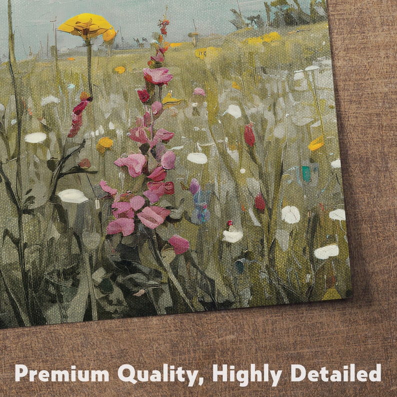 Oil painting flowers set of 2, wildflowers print, oil art, floral wall art, landscape print, printable wall art, wallart, DIGITAL PRINT zdjęcie 6