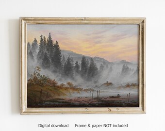 Landscape art print, wall art, mountain painting, oil painting print, landscape print, antique art print, vintage landscape, DIGITAL PRINT