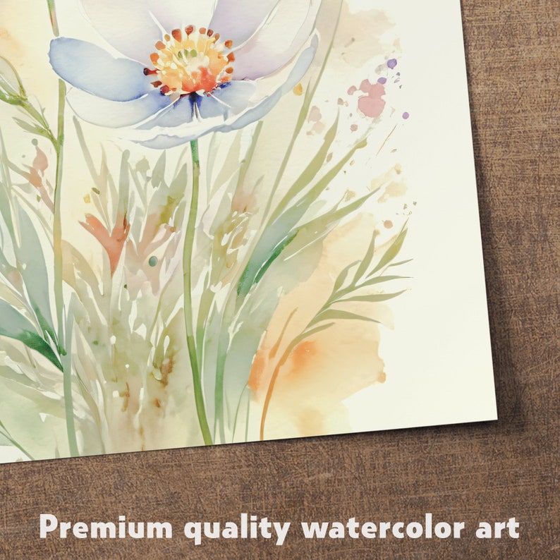 Wildflowers Wall Art Set of 3, Flowers Painting, Watercolor Wall Art