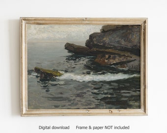 Ocean oil painting, vintage painting, ocean painting, nautical painting, downloadable prints, coastal wall art, DIGITAL PRINT