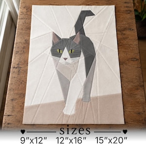 Patrón de edredón de gato, plantilla FPP moderna, PDF de acolchado de bloques de animales