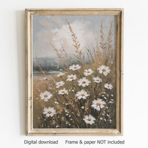 Wildflower print, oil painting, printable wall art, downloadable prints, botanical wall art, landscape print, floral painting, DIGITAL PRINT