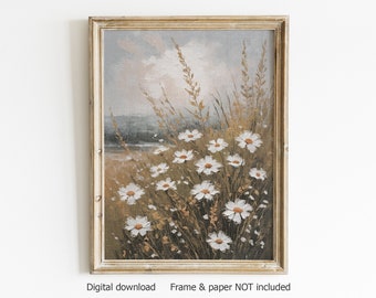 Stampa di fiori di campo, pittura a olio, arte da parete stampabile, stampe scaricabili, arte da parete botanica, stampa paesaggistica, pittura floreale, STAMPA DIGITALE