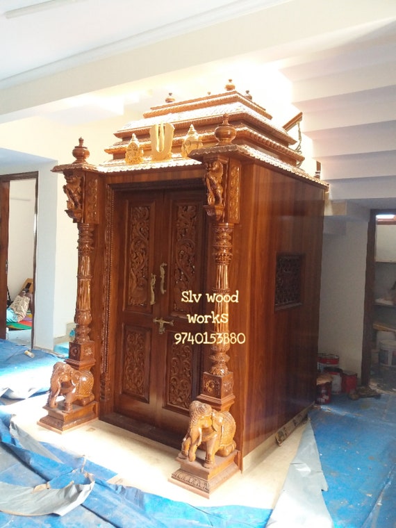 Handcrafted Teak wood Pooja Room for home decor