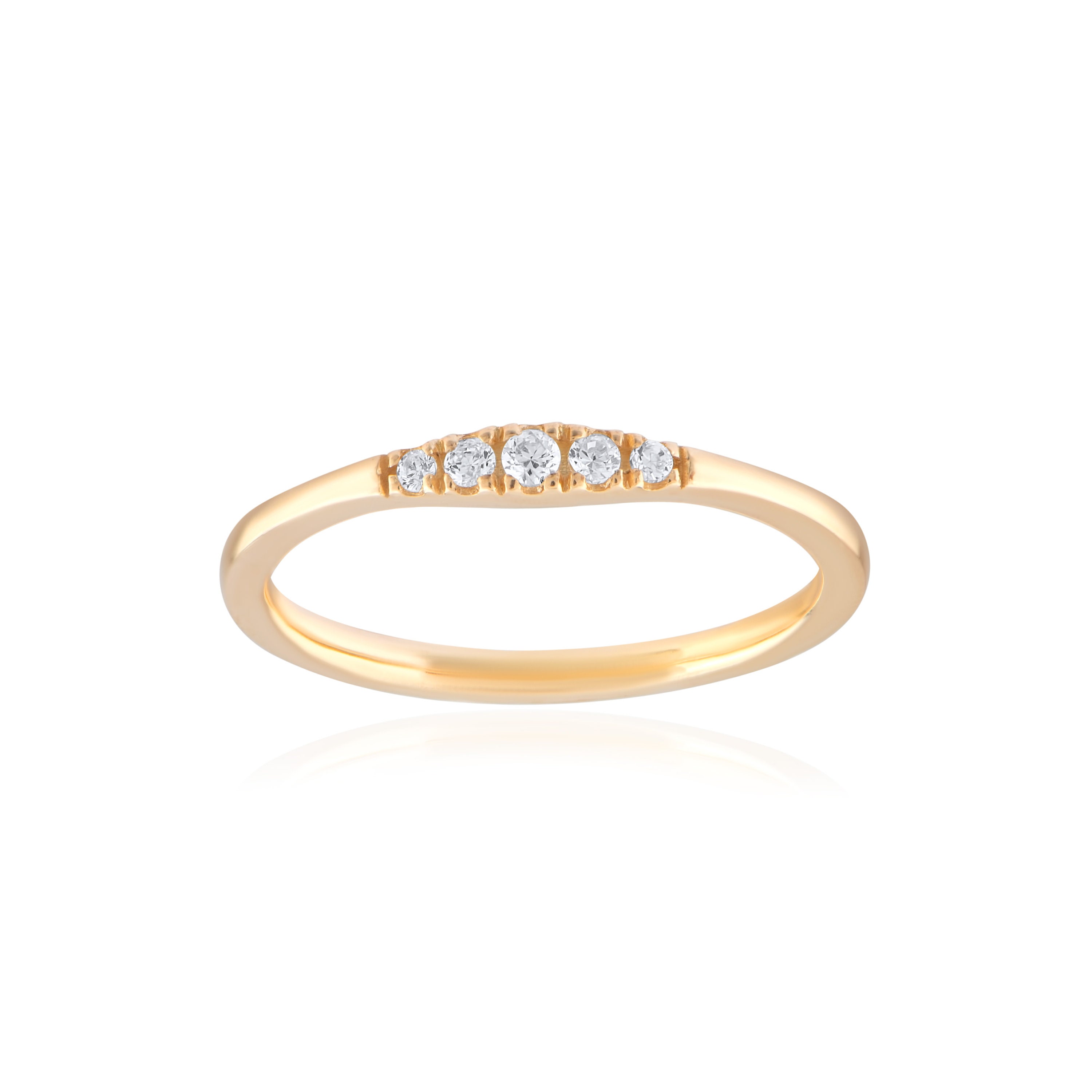 14K Solid Gold Diamond Ring | Minimalist 5 Diamond Stone Stacking Ring | Elegant Jewelry for Women | Dainty Engagement Ring | Gift for Her