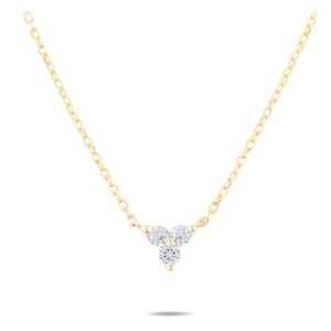 14K massief gouden diamanten bloemenketting | 14K gouden diamanten trioketting voor dames | Sierlijke meerstenen hanger ketting | Cadeau voor haar