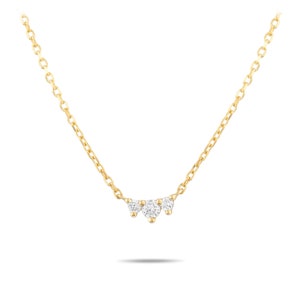 Three Diamond Necklace in 14K Solid Gold | 14K Gold Bezel Set Diamond Pendant Necklace for Women | Diamond Charm Necklace | Gift for Her